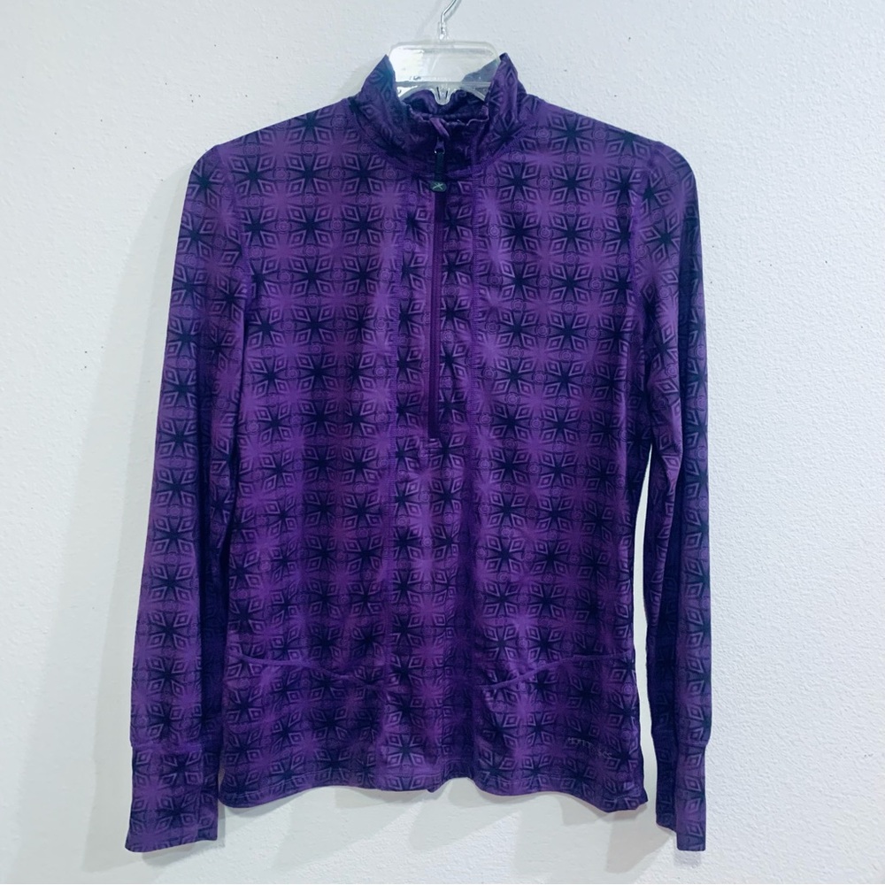 Purple and Black Geometric Patterned quarter zip long sleeve, thermal